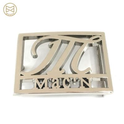 China Custom High Level Silver Custom Brand Logo Rectangle Metal Belt Buckles For Men for sale