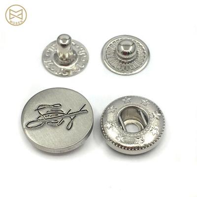 China Sustainable Silver Zinc Alloy Metal Snap Button For Clothing With Custom Logo for sale