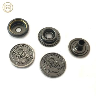 China Viable Hot Sale Alloy Logo Embossed Round Shape Metal Snap Button For Jeans for sale