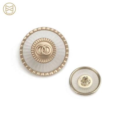 China 25mm Sliver Gold Metal Viable Fancy Leg Button For Garment With Sewing Holes for sale