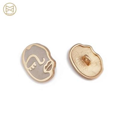 China Durable Alloy Fancy Gold Custom Shape Faced Logo Metal Shank Button For Shirts for sale