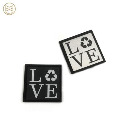 China Washable Square PU Logo Printed Apparel Labels Custom Leather Garment Patches for sale