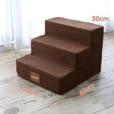 China Detachable Detachable Pet Ladder Dog Travel Suede Cover Foldable Pet Stairs For Bed for sale