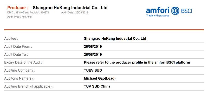 BSCI - Shangrao Hukang Industrial Co., Ltd.