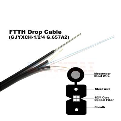 중국 FTTH  드롭 케이블 GJYXCH  2 핵심 단일모드 수치 8 형상 옵틱 케이블 판매용