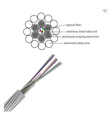 중국 24/48 핵심 광복합 가공지선 광섬유 케이블 단일모드 G652d 권력 광복합 가공지선 아에이르랄 전선 판매용