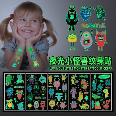 China Children's Temporary Funny Monster Sticker Glow-in-the-Dark Waterproof Temporary Colorful Tattoo Stickers for sale