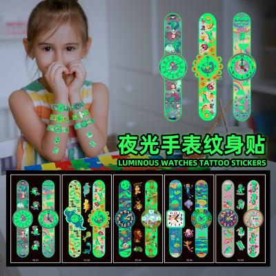 China New 5 Pcs Temporary/Kids Luminous Watch Cute Kids Boy Girl Arm Arm Face Water Transfer Sticker Tattoo Set Stickers Cartoon for sale