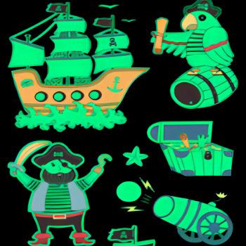 China Temporary New Style Kids Cartoon Waterproof Pirate For Kids Luminous Stickers for sale