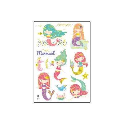 China Low Price Cute Cartoon Mermaid Temporary Girls Tattoo Waterproof Temporary Stickers Children Kids Arm Stickers for sale