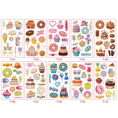 China Temporary Hot Sale Cartoon Hand Tattoos Waterproof Dessert Tattoo Stickers For Kids for sale