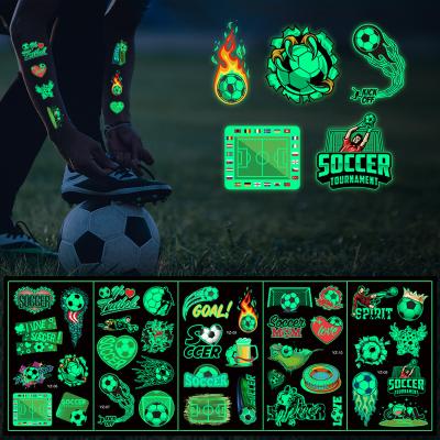 China Temporary Luminous Football Tattoo Sticker Waterproof Durable Fluorescent Green Cartoon Sticker for sale