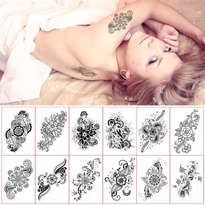 China 12pcs Temporary Shape Temporary Tattoo Stickers Water Transfer Tattoo Datura Watercolor Flower Tattoo Design Fake Tatoo Women for sale