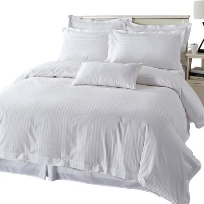 China 100% cotton warm cheap price white stripe home textile sale comforter bed sheet luxury bedding set for home hotel for sale