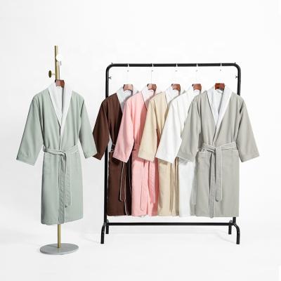 China Luxury Five Star Hotel QUICK DRY Logo Bathrobe Spa Home Four Custom Made Seasons Double Layer Peach Skin Unisex Bathrobe for sale