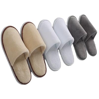 China Cushioning Hotel Use Wholesale Disposable Coral Fleece Slippers Customized Logo for sale