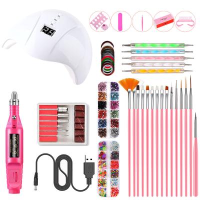 China UV Gel Lamp Nail Art Starter Kits Manicure Tool Kit Set Nail Art Builder Gel Nail Art Nail Art Kits for sale