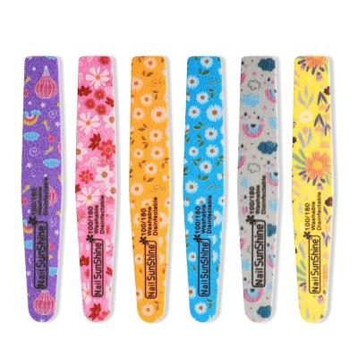 China Sponge fashion 6 designs flower printing nailsunshine 100/180 sponge nail file for sale