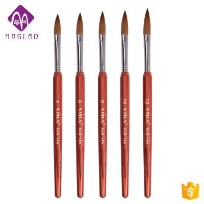 China New Arrival 100% Kolinsky Germany Red Wood Nail NAIL Acrylic Brush With Size #4 #6 #8 #10 #12 for sale