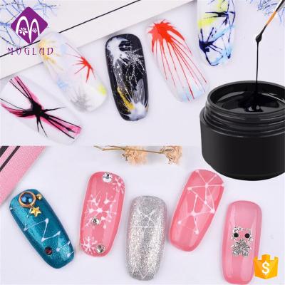 China Nail Art Beauty 6 Colors Spider Thread UV Gel 5ml Free Samples For DIY Gold Ribbon String Lace Nail for sale