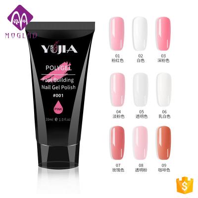 China DIY Nail Art Beauty YUJIA 9 Colors 30ml Quick Treatment Crystal Fast Builder Extend Nail Art Poly Gel for sale