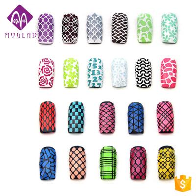 China 20Types New Design Black Nail Art Stencil Stamping Hollow Nail Art Sticker White Silver Easy To Apply And Remove for sale