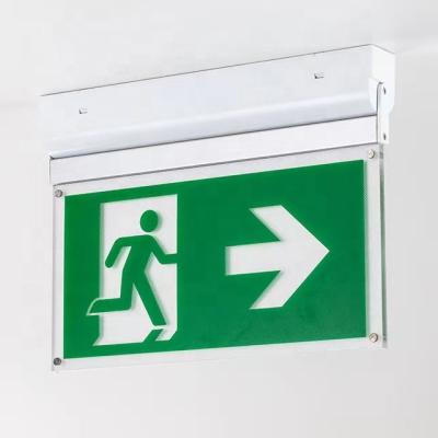 China Wholesale Fire Emergency Circuit Emergency Exit Sign Light With Various Installations, Roof Surface, Recessed, Hanging With Wire for sale