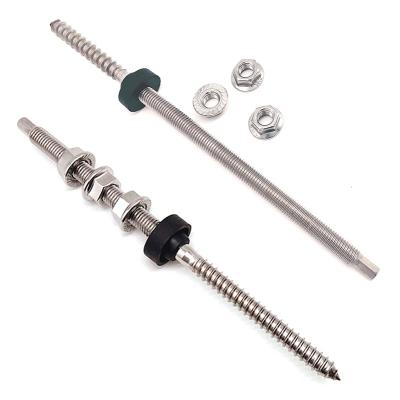 China HEX Solar Bracket Finger Screw Stainless Steel Hanger Bolt Screws M10*200 For SUS304 Solar Mounting System for sale