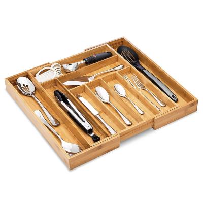 China Expandable Kitchen Drawer Flatware Drawer Tray Expandable Organizer for Silverware Adjustable Cutlery Tray Utensil Organizer for sale