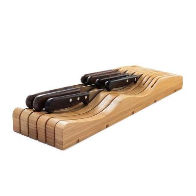 China Sustainable In-Drawer Bamboo Knife Block. Knife storage and organizer holds 10-15 knives for sale