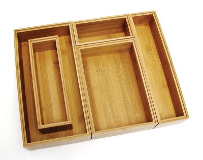 China 5-Piece Viable Set, Assorted Sizes, Bamboo Wooden Organizer Drawer Boxes for sale