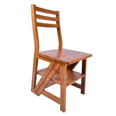 China Leisure Chair Folding PAP Step Ladder Chairs Ladder Stool Bamboo Step Stools, Multi-Function Convertible Ladder Chair Library Four-Phase Stool for sale