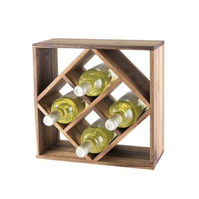 China Decorative Household Wine Rack Acacia Wood Lattice Wine Rack Wine Rack - Set of 4 (Sold Per Case, Pack of 4) for sale