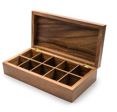 China High Quality Viable Acacia Wood Tea Bag Storage Box for sale