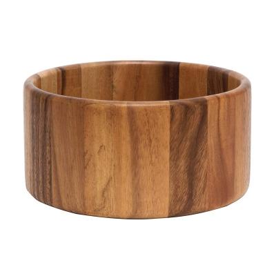 China Wholesale Hot Sale High Quality Acacia Round Salad Serving Bowls Natural Viable Wooden Large for sale