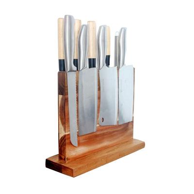 China Sustainable Hit Double Side Wooden Magnetic Knife Block Holder With Cutting Board for sale