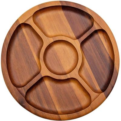 China Sustainable Acacia Wood Divided Serving Tray, Natural Hardwood, Shine-Resistant, Easy Cleaning, For Birthday, Bridal Shower for sale