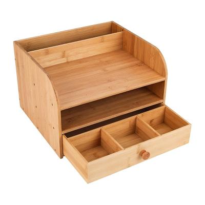 China Traditional Bamboo Desktop Organizer, Wooden Box Storage Drawer For Office for sale