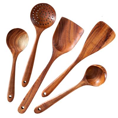 China Sustainable Kitchen Accessories Kitchen Tools Wood Cookware Reusable Food Grade Cookware Utensil Set For Home for sale