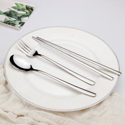 China New Viable Portable Korean Cutlery Set Stainless Steel Spoon Fork Chopsticks Set For Travel Camping For Gift for sale