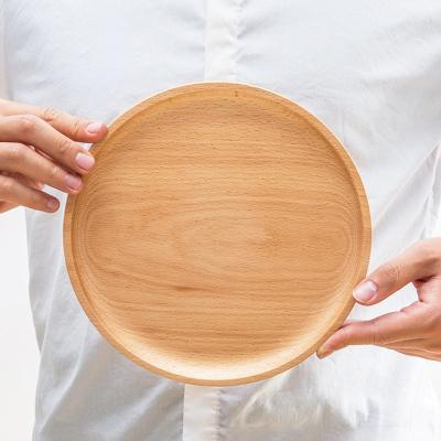 China Sustainable Hot Selling Eco Friendly Aamzon Beech Wooden Round Dish Rectangle Dish Serving Trays for sale