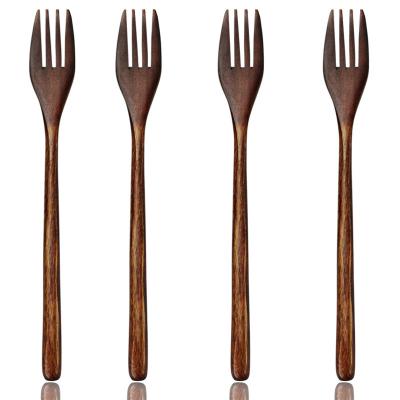 China Eco - Friendly Reusable Wooden Kitchenware Fruit Fork Dinner Forks With Chinese Lacquering for sale