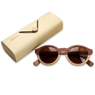 China Fashion sunglasses new arrival AITOO Sun logo AITOO Sun glass wooden frame beech wood temple stylish custom sunglasses for sale