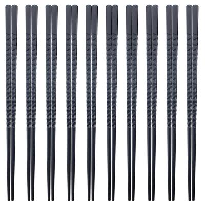 China Sustainable Drop Shipping Standard Size Chinese Black Non-slip Alloy Reusable Japanese Chopsticks For Restaurant for sale