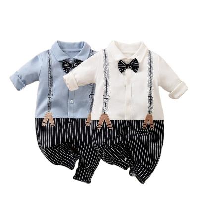 China Cotton 100% 2021 casual styles breathable rompers with bow tie baby dress sets for sale