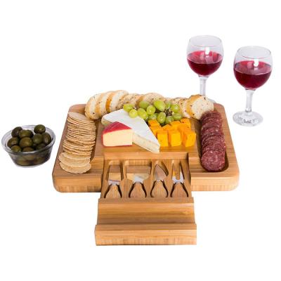 China Sustainable Natural Bamboo Cheese Board With Knife Set for sale