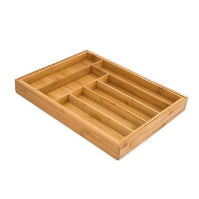 China Kitchen Sustainable Adjustable Utensil Bamboo Expandable Cutlery Drawer Organizer For Tableware for sale