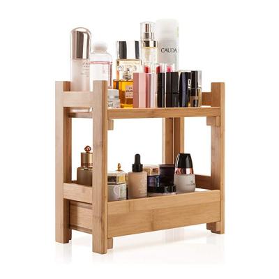 China Sustainable Multifunctional Modern Bathroom Bamboo Perfume Display Shelf Makeup Desk Organizer for sale