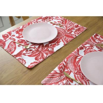 China Sustainable Restaurant Dining Custom Printed Polyester Cotton Fabric Table Dish Mat For Decoration for sale