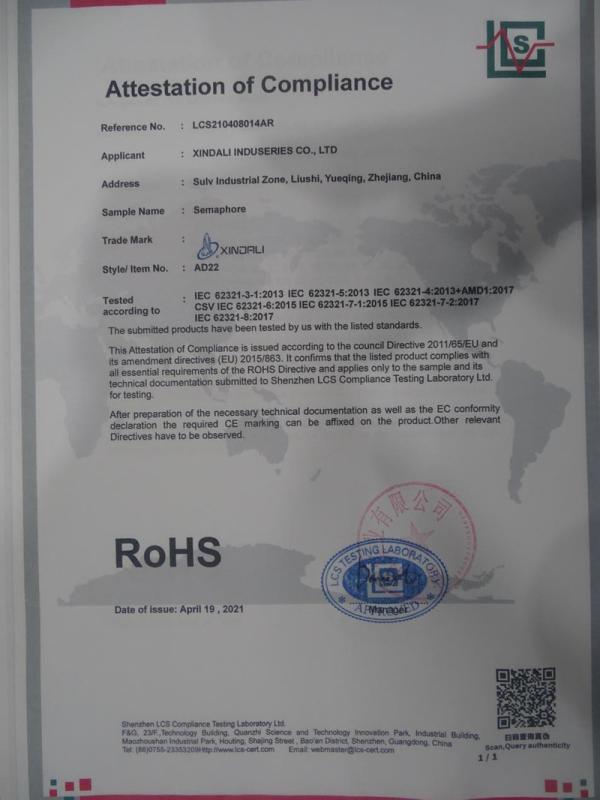 RoHS - XINDALI INDUSTRIES CO., LTD.